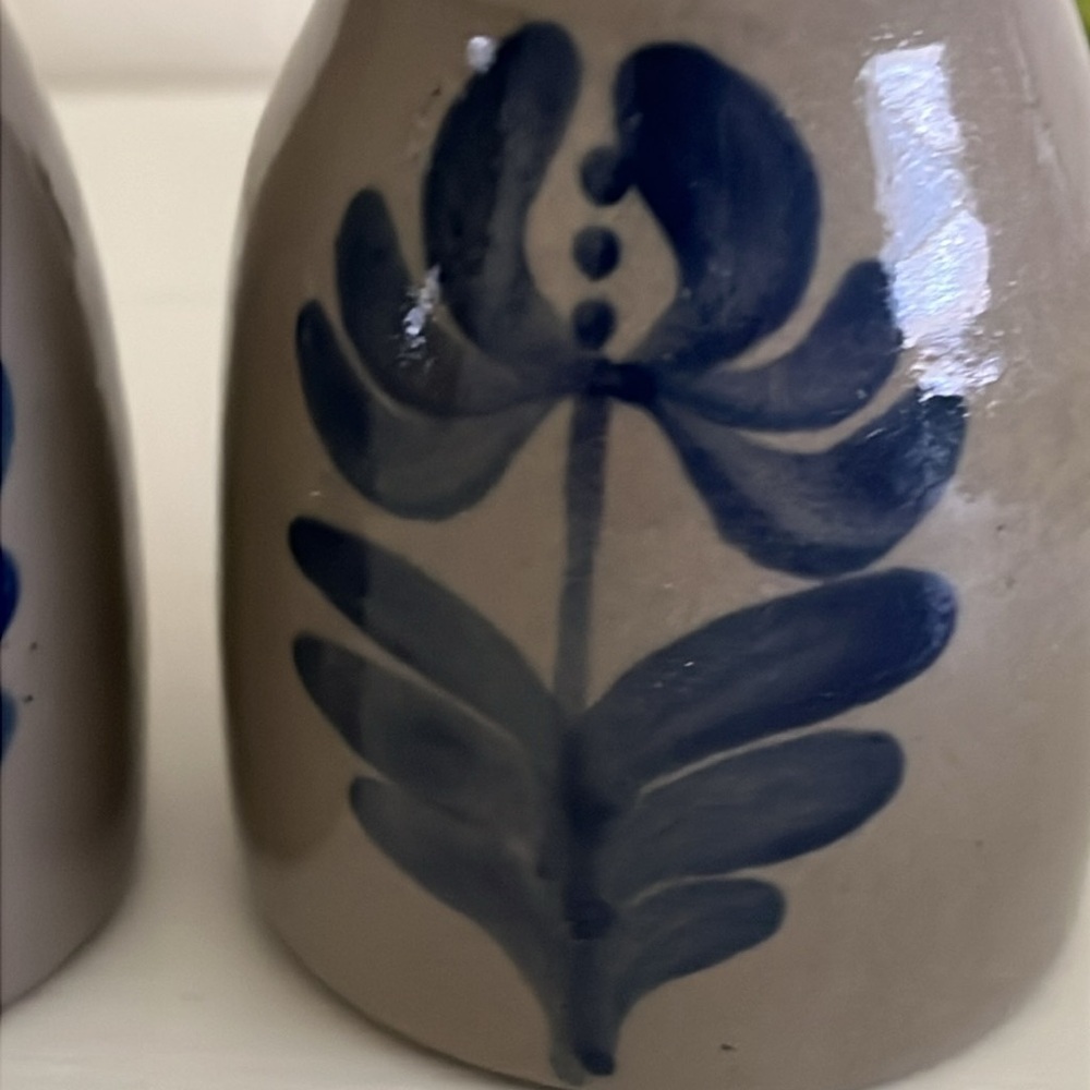 VINTAGE BEAUMONT BROTHERS POTTERY SALT GLAZED SALT PEPPER SHAKERS MADE IN USA - Picture 10 of 10